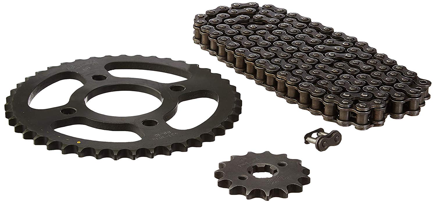 Uno Minda CH-1017 Quadra Rivet Chain & Alloy Steel Hardened Sprockets Chain & Sprocket Kit - R428H SIZE-124L / 15T / 43T(4H) For Bajaj Pulsar 180 New (Mar'06) 